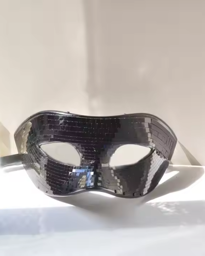 Disco BalI Mirror Half Face Mask-Black & Gold