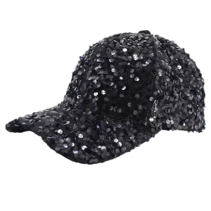 Wide Brim Sequined Baseball Cap