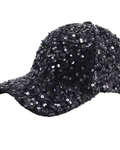 Wide Brim Sequined Baseball Cap