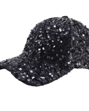 Wide Brim Sequined Baseball Cap