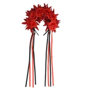 Halloween Party Headband with Large Flowers -Red