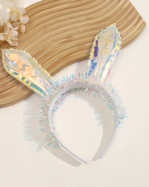 Iridescent Bunny Ears Headband W LED Lights