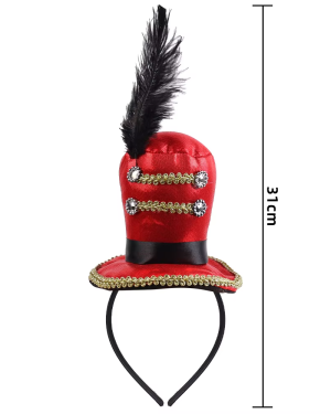 Red Mini Top Hat Headband Party Headwear