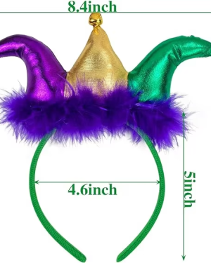 Mardi Gras Jester Headband w Feathers