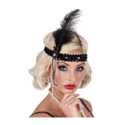 Sequined Flapper Headband-Black
