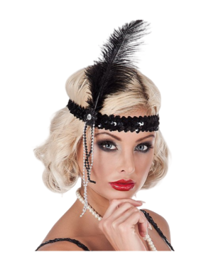 Red Black Sequined Flapper Headband