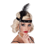 Sequined Flapper Headband-Black