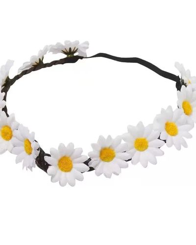 1960s Hippie Costume Accessories Daisy Hairband Wreath