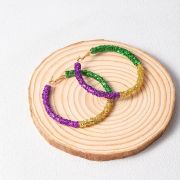 Mardi Gras Glitter Hoop Earrings